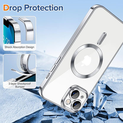 Husa MagSafe pentru Apple iPhone 13, Techsuit, Luxury Crystal, Argintie
