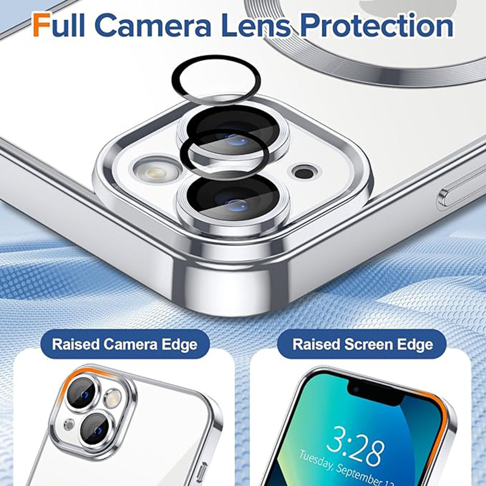 Husa MagSafe pentru Apple iPhone 13, Techsuit, Luxury Crystal, Argintie