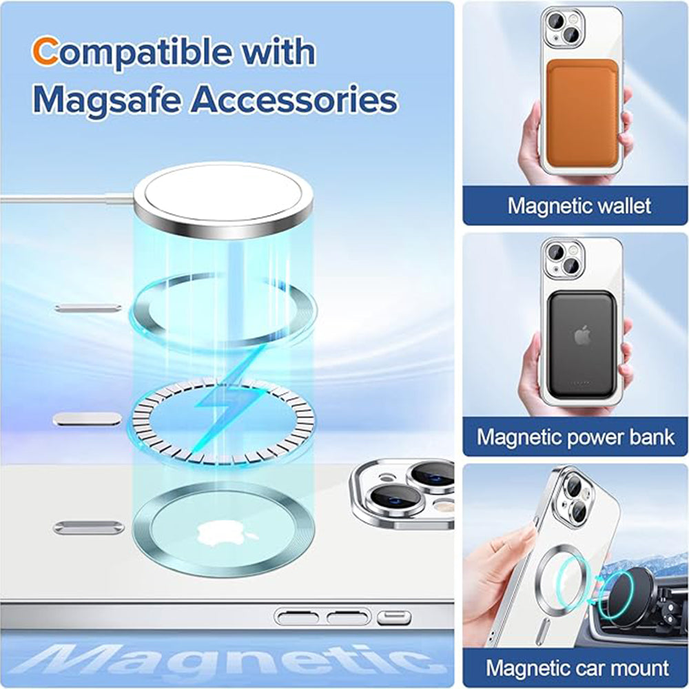 Husa MagSafe pentru Apple iPhone 13, Techsuit, Luxury Crystal, Argintie