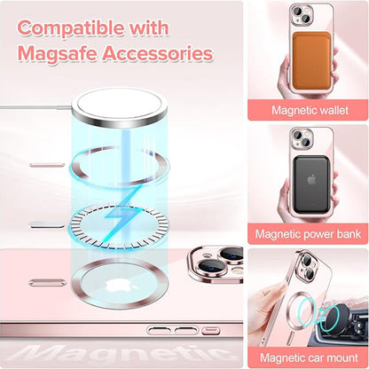 Husa MagSafe pentru Apple iPhone 13, Techsuit, Luxury Crystal, Roz