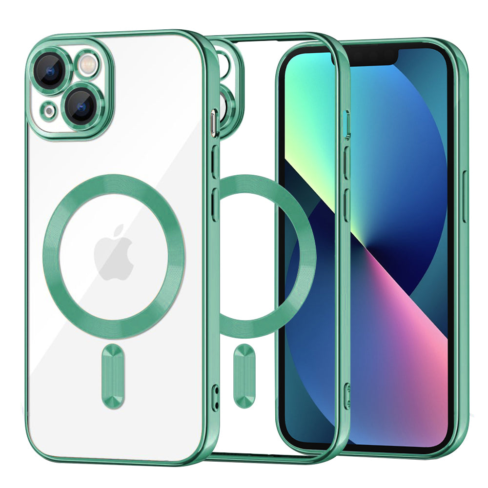 Husa MagSafe pentru Apple iPhone 13, Techsuit, Luxury Crystal, Verde Deschis