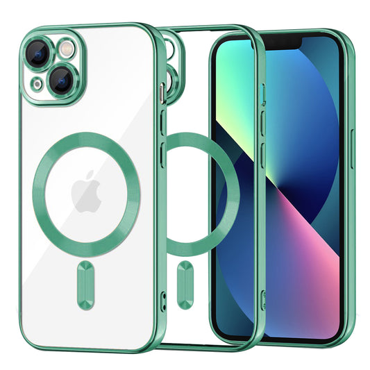 Husa MagSafe pentru Apple iPhone 13, Techsuit, Luxury Crystal, Verde Deschis