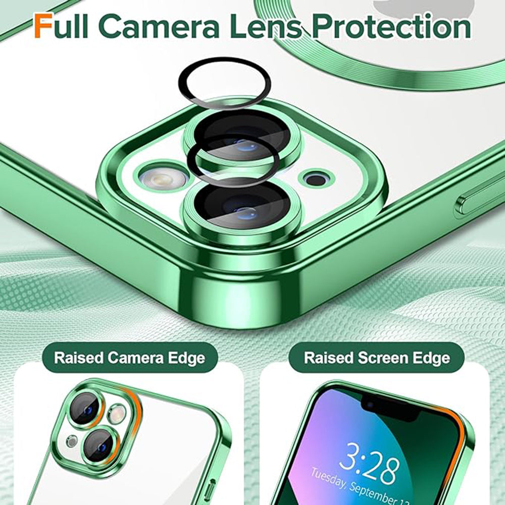 Husa MagSafe pentru Apple iPhone 13, Techsuit, Luxury Crystal, Verde Deschis
