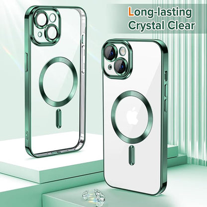 Husa MagSafe pentru Apple iPhone 13, Techsuit, Luxury Crystal, Verde Inchis