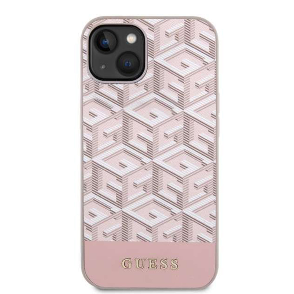 Husa MagSafe pentru Apple iPhone 14, Guess, GCube Stripes, Roz