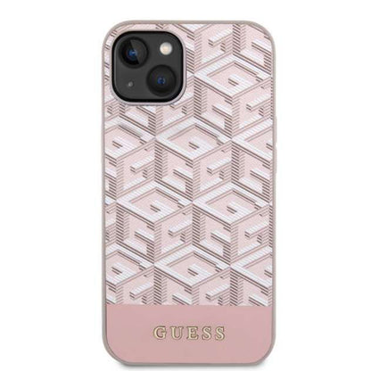 Husa MagSafe pentru Apple iPhone 14, Guess, GCube Stripes, Roz