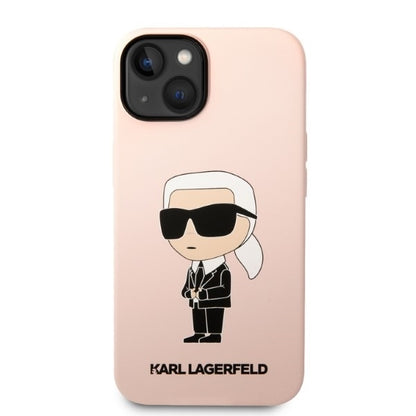 Husa MagSafe pentru Apple iPhone 14, Karl Lagerfeld, Silicone Ikonik Karl, Roz
