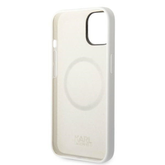 Husa MagSafe pentru Apple iPhone 14 Plus, Karl Lagerfeld, Silicone Choupette, Alba
