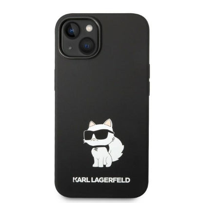 Husa MagSafe pentru Apple iPhone 14 Plus, Karl Lagerfeld, Silicone Choupette, Neagra