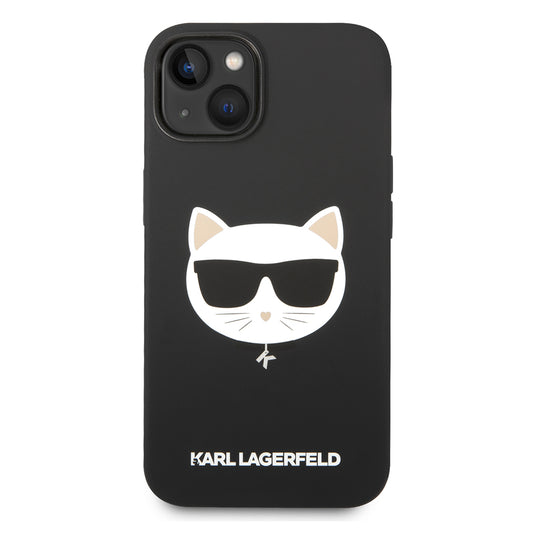 Husa MagSafe pentru Apple iPhone 14 Plus, Karl Lagerfeld, Silicone Choupette's Head, Neagra