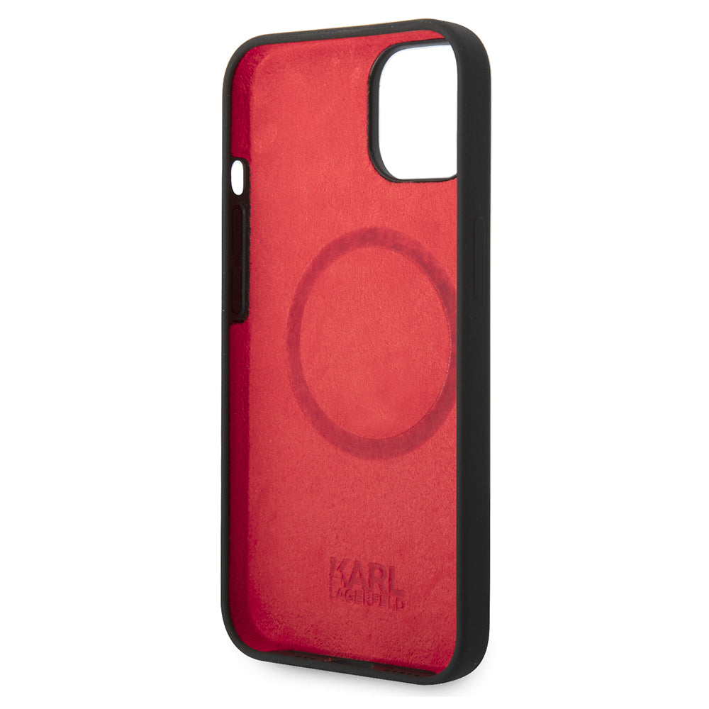 Husa MagSafe pentru Apple iPhone 14 Plus, Karl Lagerfeld, Silicone Choupette's Head, Neagra