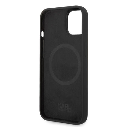 Husa MagSafe pentru Apple iPhone 14 Plus, Karl Lagerfeld, Silicone Ikonik Karl, Neagra