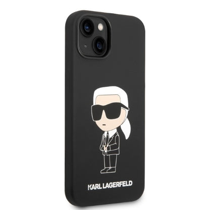 Husa MagSafe pentru Apple iPhone 14 Plus, Karl Lagerfeld, Silicone Ikonik Karl, Neagra