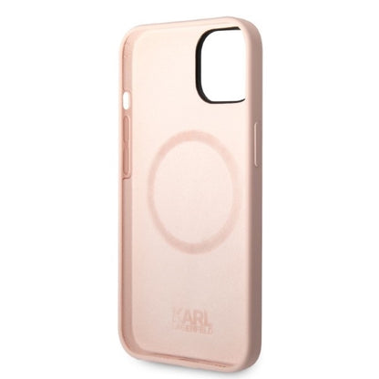 Husa MagSafe pentru Apple iPhone 14 Plus, Karl Lagerfeld, Silicone Ikonik Karl, Roz