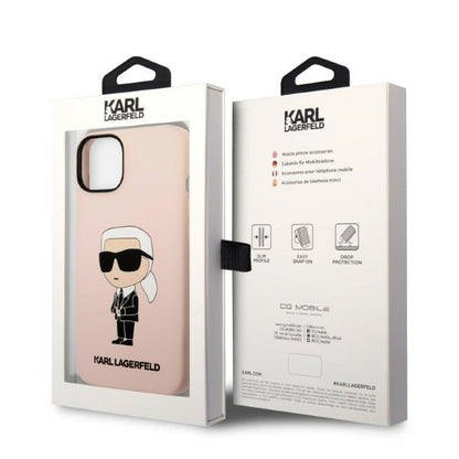Husa MagSafe pentru Apple iPhone 14 Plus, Karl Lagerfeld, Silicone Ikonik Karl, Roz