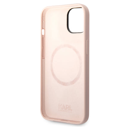 Husa MagSafe pentru Apple iPhone 14 Plus, Karl Lagerfeld, Silicone Karl's Head, Roz