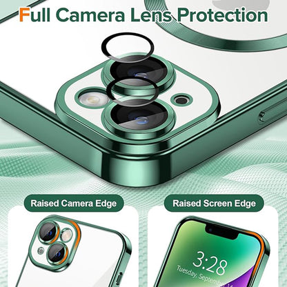 Husa MagSafe pentru Apple iPhone 14 Plus, Techsuit, Luxury Crystal, Verde Inchis