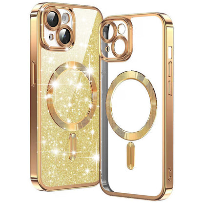 Husa MagSafe pentru Apple iPhone 14 Plus, Techsuit, Luxury Glitter, Aurie