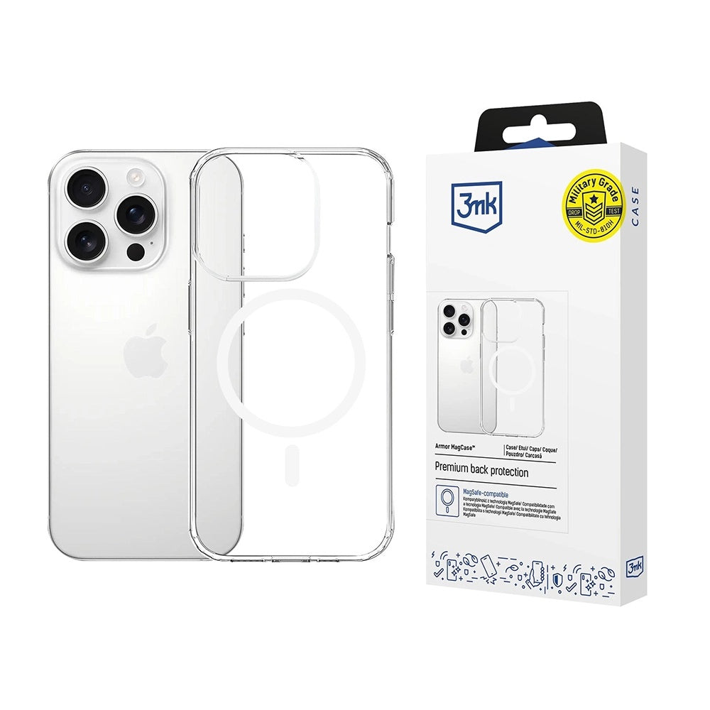 Husa MagSafe pentru Apple iPhone 14 Pro, 3MK, Armor MagCase, Transparenta