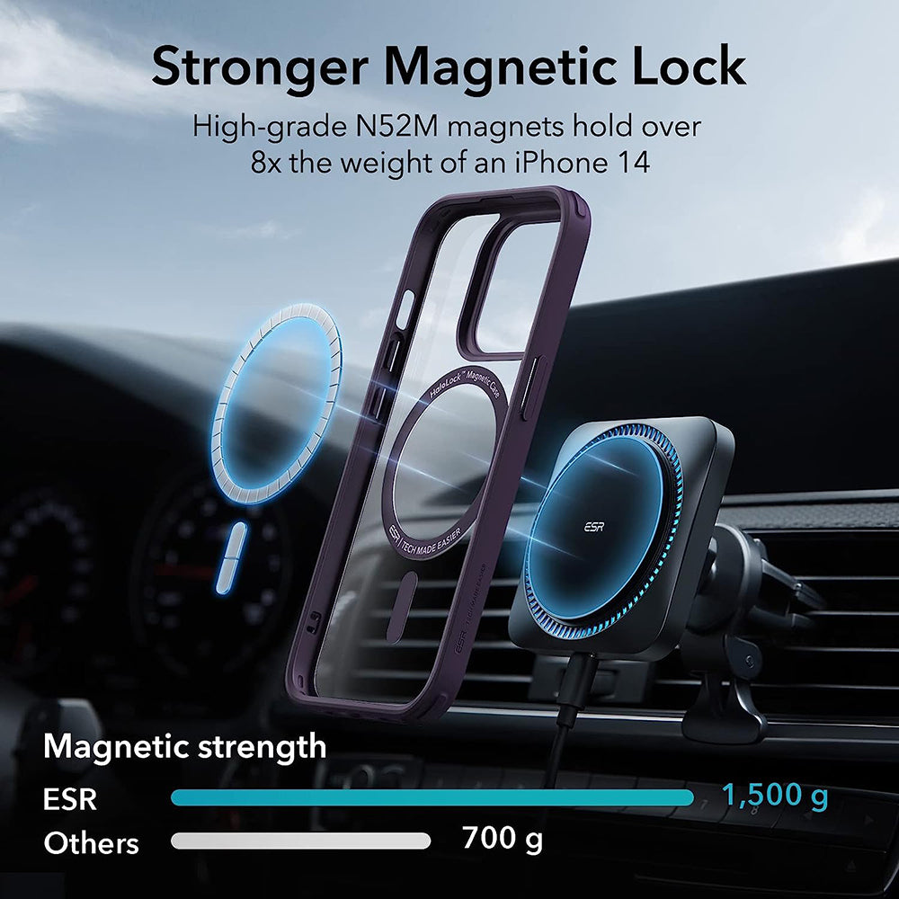 Husa MagSafe pentru Apple iPhone 14 Pro, ESR, Classic Hybrid, Mov Transparenta