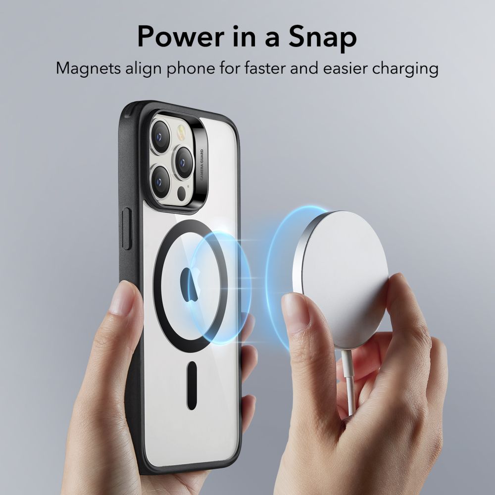 Husa MagSafe pentru Apple iPhone 14 Pro, ESR, Classic Hybrid, Neagra Transparenta