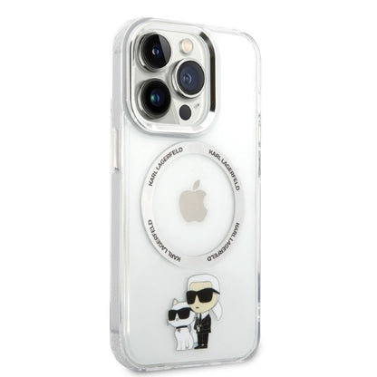 Husa MagSafe pentru Apple iPhone 14 Pro, Karl Lagerfeld, Ikonik Karl & Choupette, Transparenta