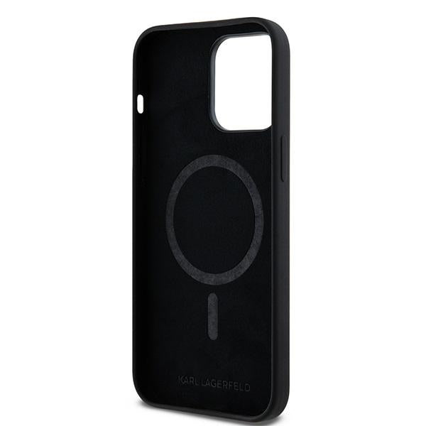 Husa MagSafe pentru Apple iPhone 14 Pro, Karl Lagerfeld, Silicone Karl & Choupette, Neagra