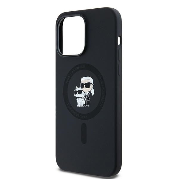 Husa MagSafe pentru Apple iPhone 14 Pro, Karl Lagerfeld, Silicone Karl & Choupette, Neagra