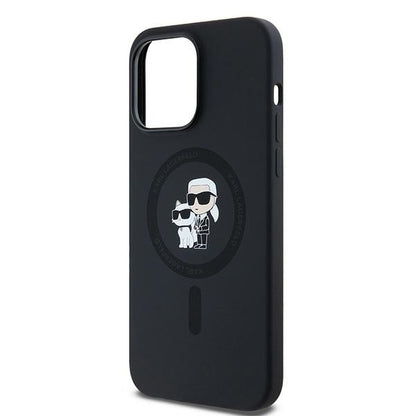 Husa MagSafe pentru Apple iPhone 14 Pro, Karl Lagerfeld, Silicone Karl & Choupette, Neagra
