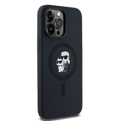 Husa MagSafe pentru Apple iPhone 14 Pro, Karl Lagerfeld, Silicone Karl & Choupette, Neagra