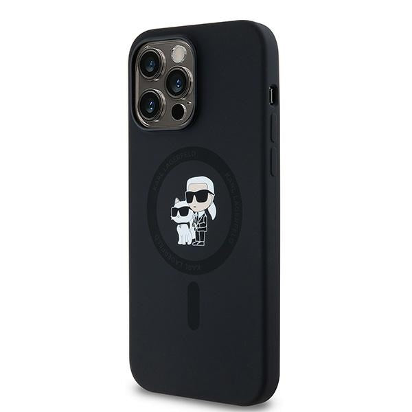 Husa MagSafe pentru Apple iPhone 14 Pro, Karl Lagerfeld, Silicone Karl & Choupette, Neagra