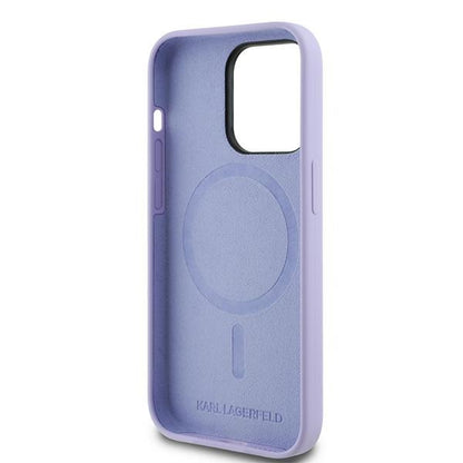 Husa MagSafe pentru Apple iPhone 14 Pro, Karl Lagerfeld, Silicone Ring Karl & Choupette, Mov
