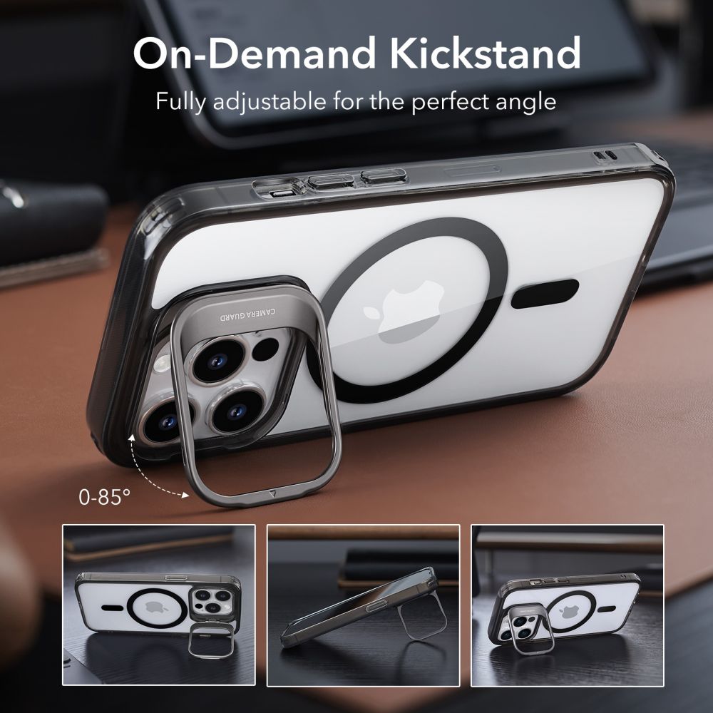 Husa MagSafe pentru Apple iPhone 14 Pro Max, ESR, Classic Kickstand, Neagra Transparenta