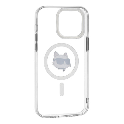 Husa MagSafe pentru Apple iPhone 14 Pro Max, Karl Lagerfeld, IML Metal Choupette's Head, Alba