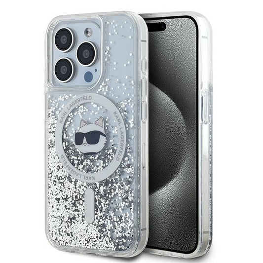 Husa MagSafe pentru Apple iPhone 14 Pro Max, Karl Lagerfeld, Liquid Glitter Choupette's Head, Transparenta