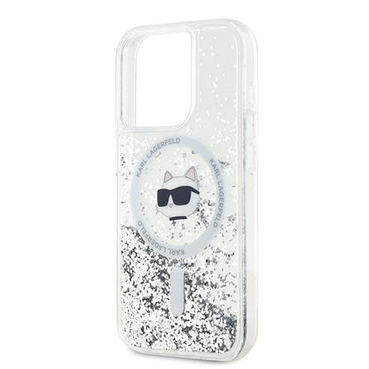 Husa MagSafe pentru Apple iPhone 14 Pro Max, Karl Lagerfeld, Liquid Glitter Choupette's Head, Transparenta