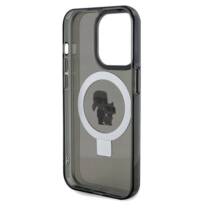 Husa MagSafe pentru Apple iPhone 14 Pro Max, Karl Lagerfeld, Ring Stand Karl & Choupette, Neagra