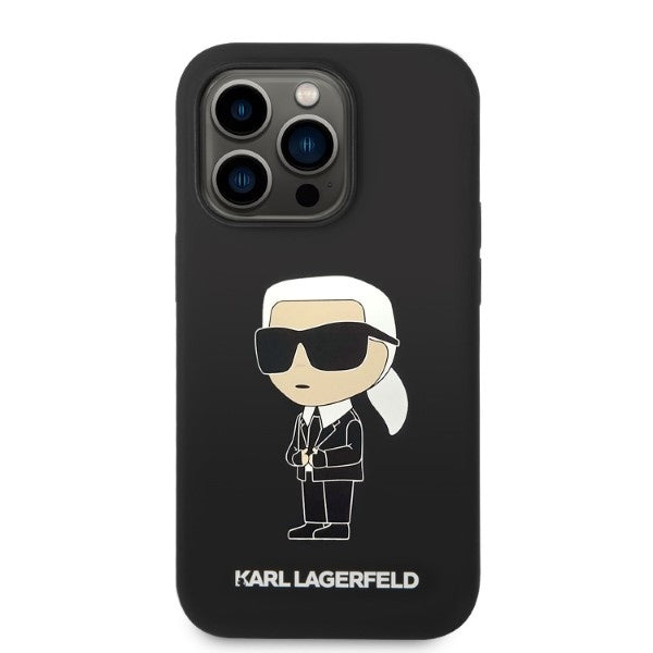 Husa MagSafe pentru Apple iPhone 14 Pro Max, Karl Lagerfeld, Silicone Ikonik Karl, Neagra