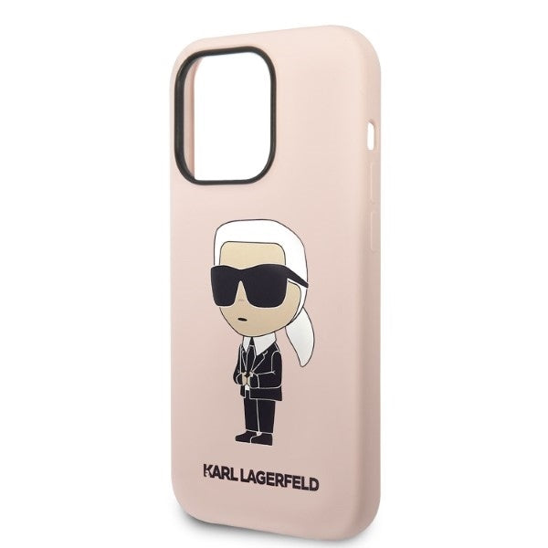 Husa MagSafe pentru Apple iPhone 14 Pro Max, Karl Lagerfeld, Silicone Ikonik Karl, Roz