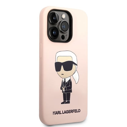 Husa MagSafe pentru Apple iPhone 14 Pro Max, Karl Lagerfeld, Silicone Ikonik Karl, Roz