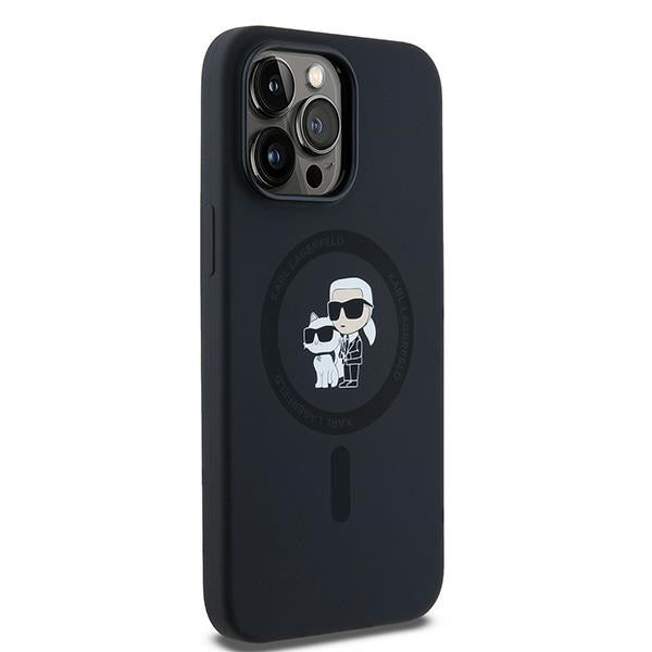 Husa MagSafe pentru Apple iPhone 14 Pro Max, Karl Lagerfeld, Silicone Karl & Choupette, Neagra