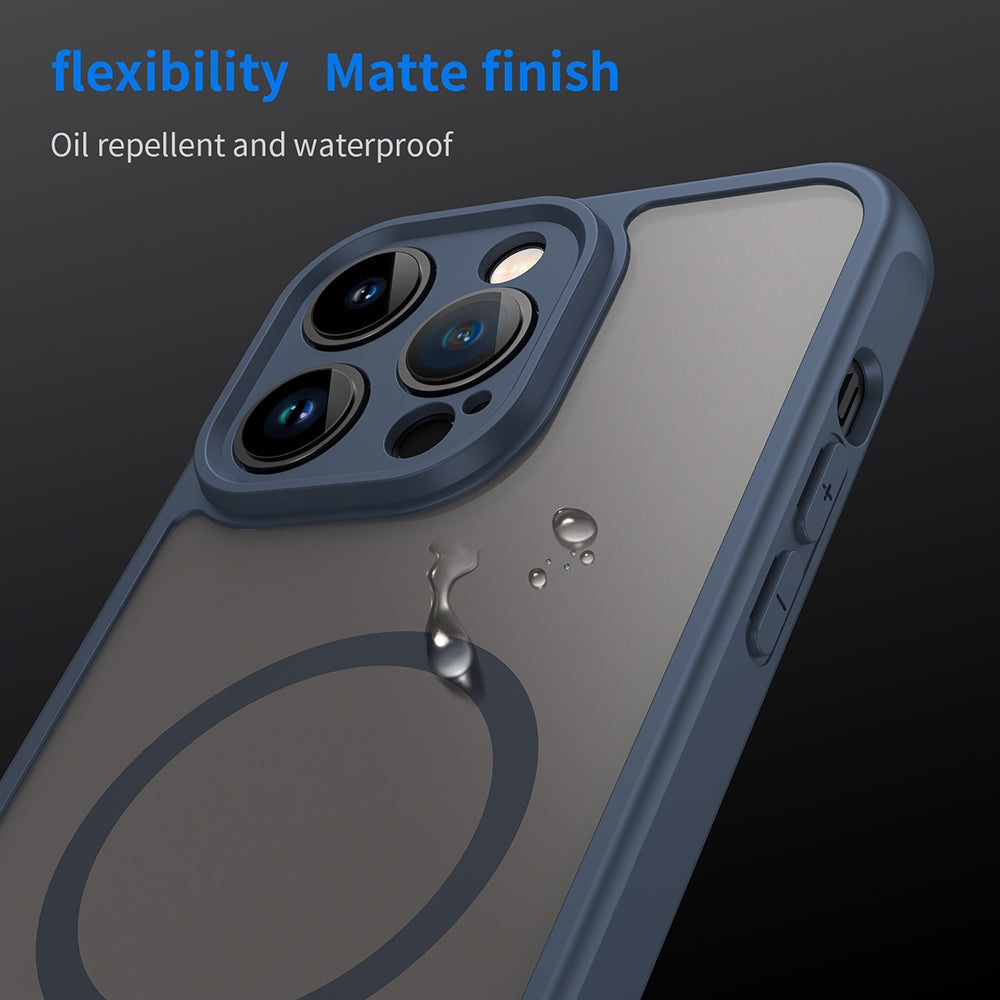 Husa MagSafe pentru Apple iPhone 14 Pro Max, Techsuit, HaloFrost II, Bleumarin
