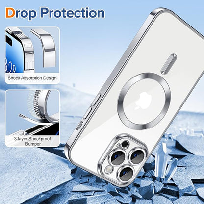 Husa MagSafe pentru Apple iPhone 14 Pro Max, Techsuit, Luxury Crystal, Argintie