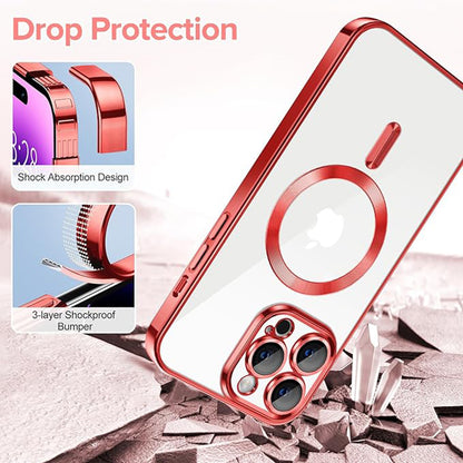 Husa MagSafe pentru Apple iPhone 14 Pro Max, Techsuit, Luxury Crystal, Rosie