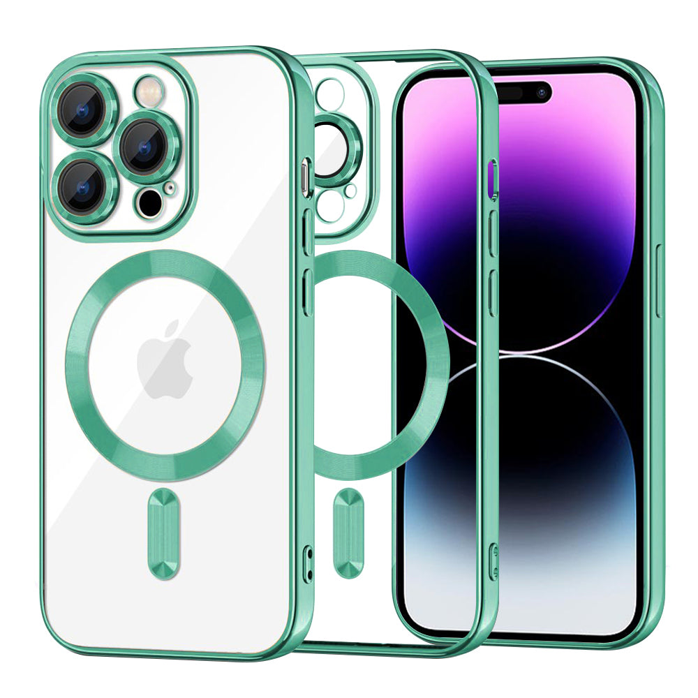 Husa MagSafe pentru Apple iPhone 14 Pro Max, Techsuit, Luxury Crystal, Verde Deschis