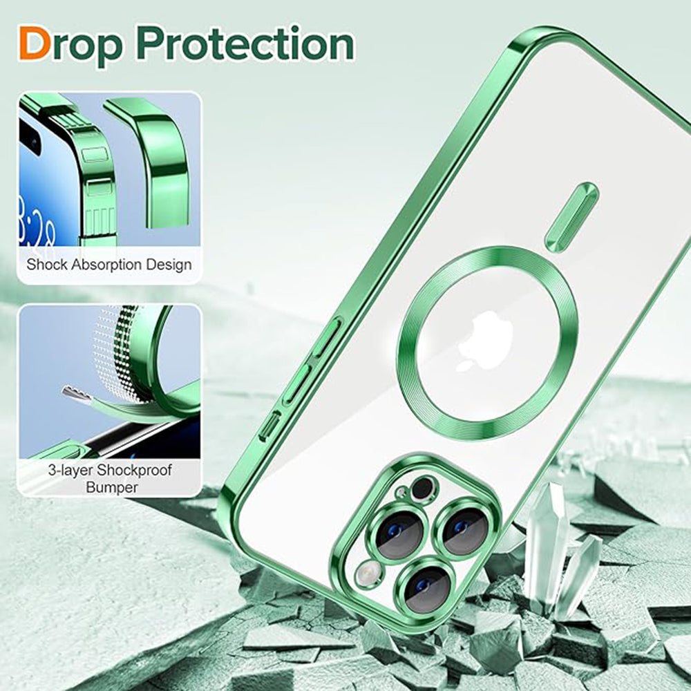 Husa MagSafe pentru Apple iPhone 14 Pro Max, Techsuit, Luxury Crystal, Verde Deschis