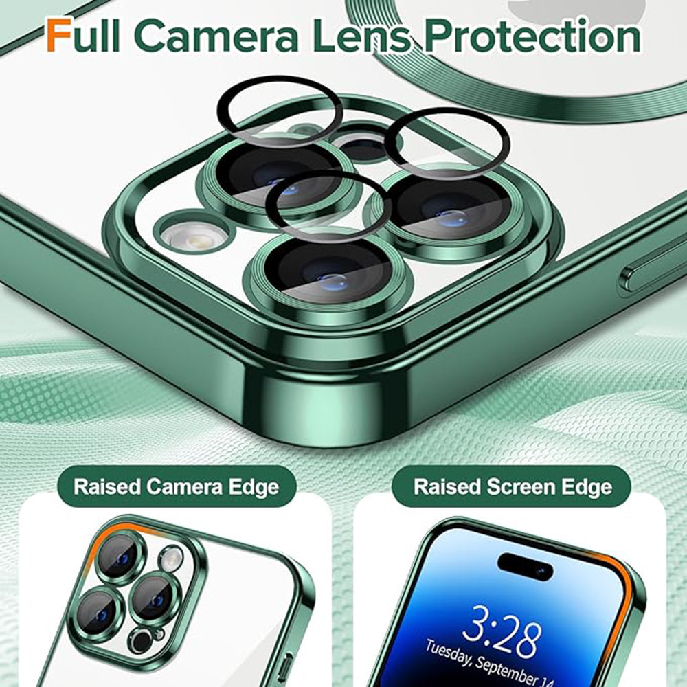 Husa MagSafe pentru Apple iPhone 14 Pro Max, Techsuit, Luxury Crystal, Verde Inchis