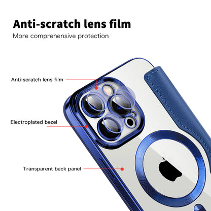 Husa MagSafe pentru Apple iPhone 14 Pro Max, Techsuit, SmartMag Book, Albastra