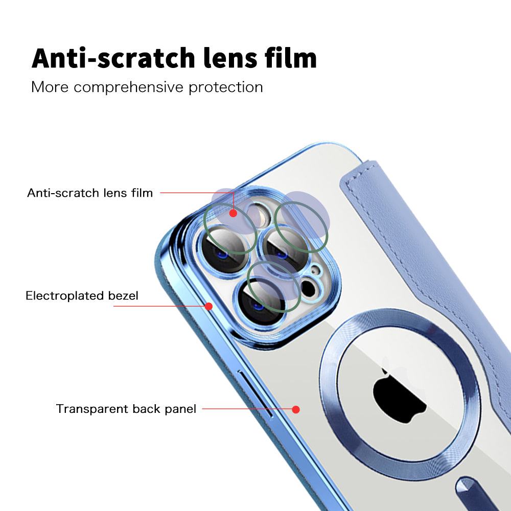 Husa MagSafe pentru Apple iPhone 14 Pro Max, Techsuit, SmartMag Book, Bleu