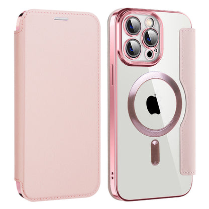 Husa MagSafe pentru Apple iPhone 14 Pro Max, Techsuit, SmartMag Book, Roz